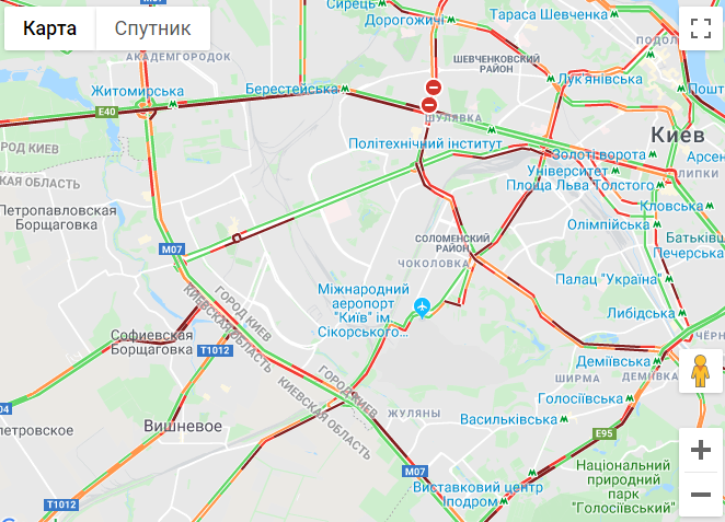 Киев сковали утренние пробки (карта)
