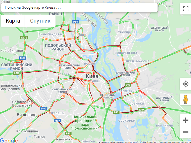 Киев застыл в пробках (карта)